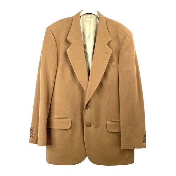 Oscar De La Renta wool cashmere blend suit jacket blazer Sz‎ 44L camel caramel